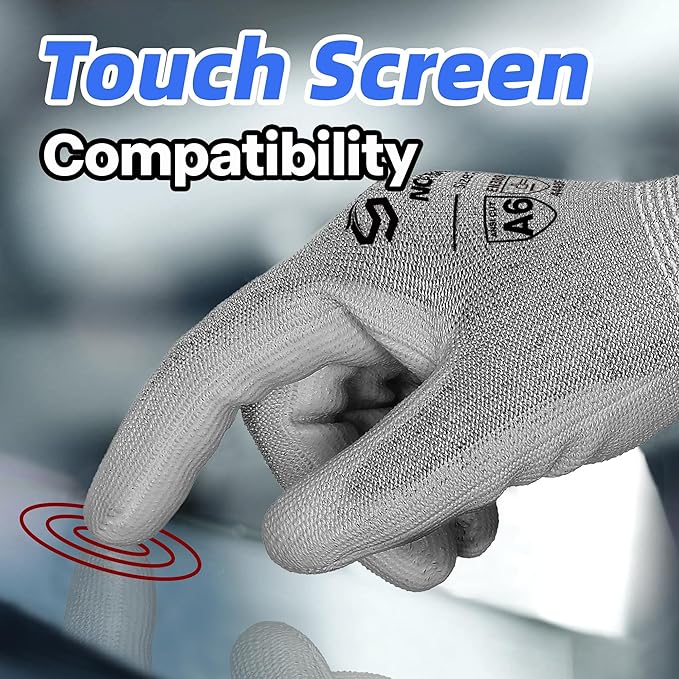 Schwer 12 Pairs ANSI A6 Cut Resistant Gloves CR7120 Cut Proof Work Gloves, Touchscreen, for Men and Women Used for Woodworking, Glass Cutting, Construction, Cargo Handling, Car Repair, S