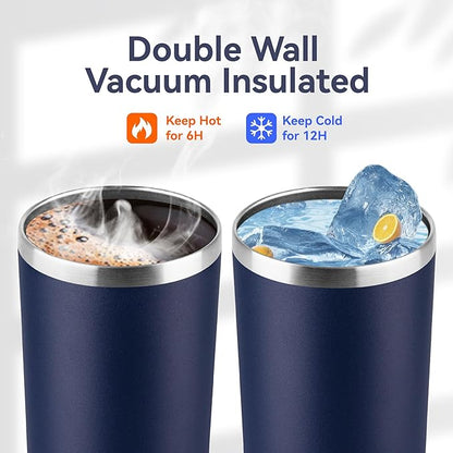 HASLE OUTFITTERS 12 oz Skinny Tumbler, Stainless Steel Insulated Slim Tumbler set bulk with Lid, Reusable Double Wall Travel Coffee Mug, Durable Powder Coated Travel Water Cup(Navy,6)