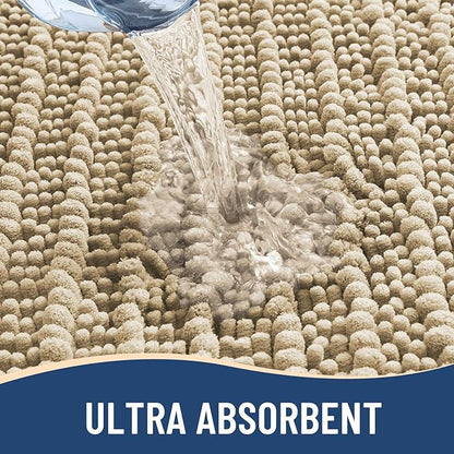 Arotive Luxury Chenille Bathroom Rug Mat, Extra Soft Thick Absorbent Shaggy Bath Rugs, Non-Slip Machine Wash Dry, Plush Bath Mats for Bathroom, Shower and Tub, 47x20, Beige