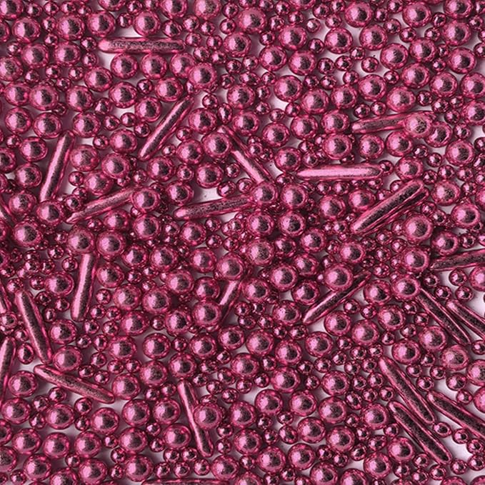Sprinkles Pink Pearl Sugar Candy Mix Size Baking Cake Decorations Cupcake Toppers Celebrations Shaker Jar Wedding Shower Party (120g/4.2oz）