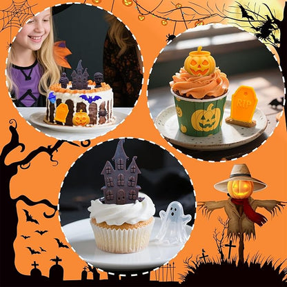 2Pcs Halloween Pumpkin Molds Silicone for Chocolate Candy, 3D Halloween pumpkin Molds Silicone for Candy Gummy (Mix)
