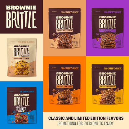 Brownie Brittle – Dark Chocolate Sea Salt Thin and Crispy Sweet Snacks (Pack of 6, 5 oz), Rich Gourmet Brownie Bites Dessert