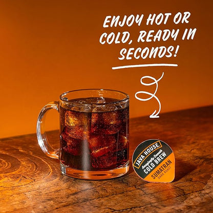 JAVA HOUSE Dark Roast Sumatran Cold Brew Pods, (6 Count) Peel and Pour Pods Hot or Iced Instant Coffee Concentrate