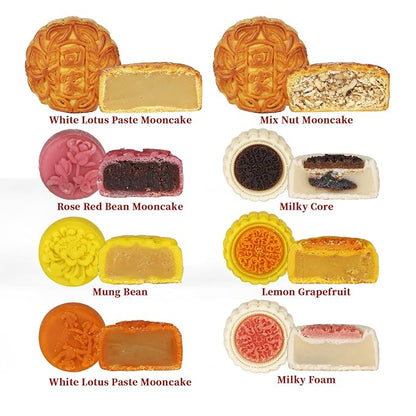 SUNGIVEN Mid-Autumn Festival Mooncake Gift Box - Traditional Culture Collection, 8 Unique Flavors, Mystery Box with Tea, Souvenirs & Elegant Keepsake Packaging – Perfect for Gifting, Huijia 回家月饼，21.16oz