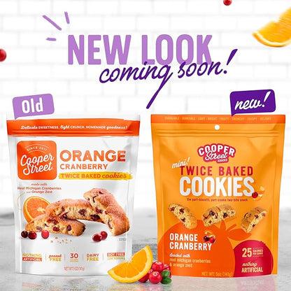 Cooper Street Cookies Twice Baked Italian Biscotti Cookies - Lemon Blueberry, Orange Cranberry and Cherry White Chunk | Crispy, Light and Healthy Cookies | Peanut & Dairy Free | 20oz | 3 Pack