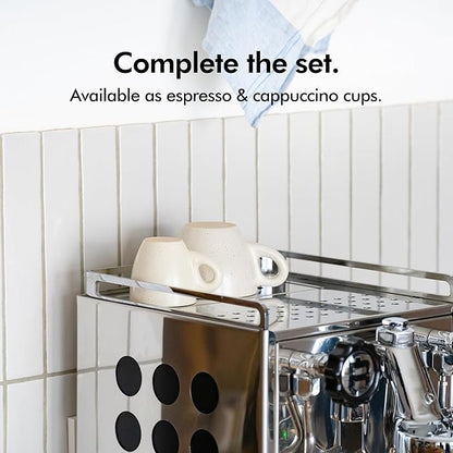 KIVY 3 oz Espresso cups set of 4 - Thick walled stoneware espresso cup set - Italian style espresso cups and saucers - Demitasse cups set of 4 - Coffee mugs - Demitasse cups and saucers sets