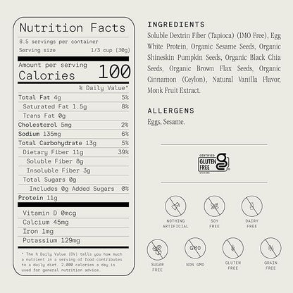 Julian Bakery® ProGranola® Cereal | Vanilla Cinnamon Cluster | 11g Protein | 2 Net Carbs | Gluten-Free | Grain-Free | 9oz (3 PACK)