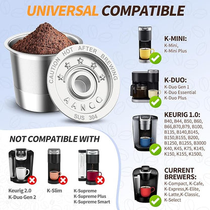 Reusable K Cup Coffee Pods for Keurig 1.0: Stainless Steel Refillable K Cup - Reusable Coffee Filter for Keurig 1.0 Coffee Maker, Permanent, Eco-Friendly, BPA-Free