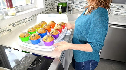 | Professional Jumbo Silicone Baking Cups | Premium 12 Piece Set | Reusable Cupcake Muffin Pans | BPA Free