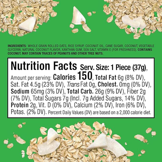 Bobo's Oat Bites, Coconut, 1.3 oz Bites (30 Pack Box), Gluten Free Whole Grain Snack, Vegan On-The-Go