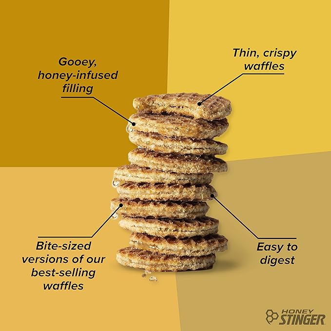 Honey Stinger Organic Mini Honey Waffles, Energy Stroopwafel for Exercise, Endurance and Performance, Sports Nutrition for Home & Gym, Pre and Post Workout, 5 Bags, 26.5 Ounce