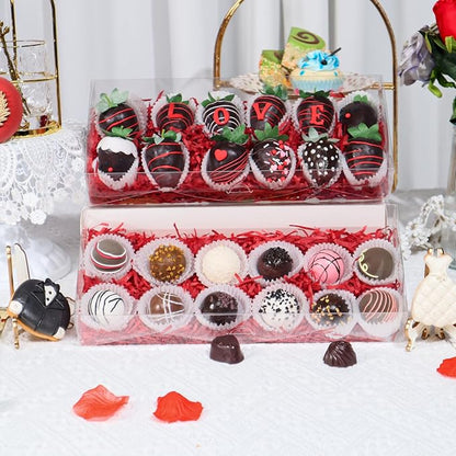 RomanticBaking 40Pcs 12x5x2Inches Clear Easter Cookies Boxes Bakery Box Chocolate Covered Strawberries Boxes Chocoalte Truffle Boxe Macaron Cakesickle Gift Packaging for Christmas Valentine's