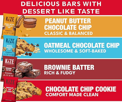 KiZE Energy Bars - Variety Pack - Gluten Free, Dairy Free Options, Non-GMO, and High Protein Meal Replacement Energy Bars, Clean and Simple Food Ingredients - 7-10g High Protein Snacks, (10 Count)