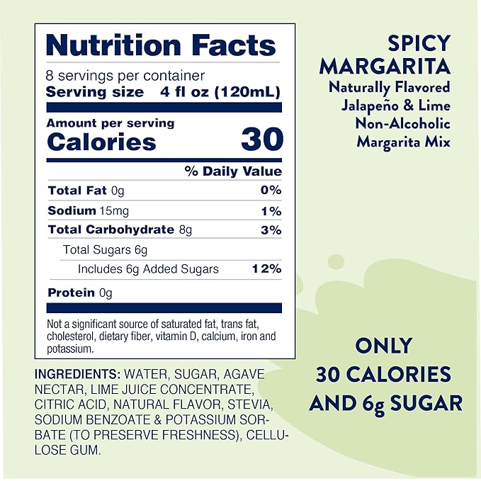 Jordan's Skinny Syrups Sugar Free Syrup, Naturally Sweetened Spicy Margarita Mix Syrup, 32 oz, Low Calorie Flavoring, Protein Shake, Cocktail & More, Gluten Free, Keto Friendly