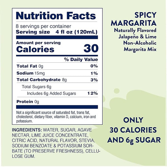 Jordan's Skinny Syrups Sugar Free Syrup, Naturally Sweetened Spicy Margarita Mix Syrup, 32 oz, Low Calorie Flavoring, Protein Shake, Cocktail & More, Gluten Free, Keto Friendly
