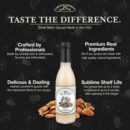 Liquid Alchemist Orgeat Syrup for Cocktails - Real Ingredients Make Our Almond Syrup the Perfect Mai Tai Mix - Non-GMO, Gluten Free & Vegan (12 oz)