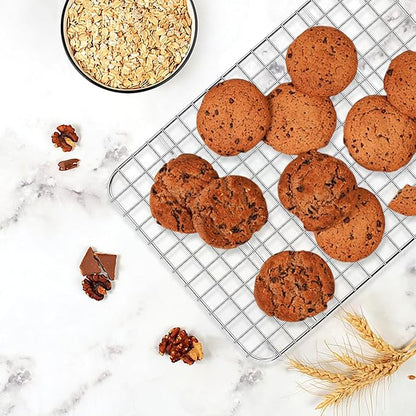 E-far Stainless Steel Baking Sheet with Wire Rack Set, 10.5” x 8.3” Cookie Sheet Baking Pan for Toaster Oven, Small Metal Tray with Cooling Rack for Cooking Roasting, Non-Toxic & Dishwasher Safe