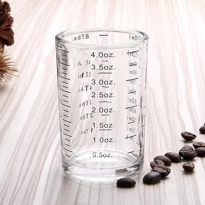 BCnmviku Measuring Cup Shot Glass 4 Ounce/120ML Liquid Heavy High Espresso Glass Cup Black Line (1, Black)