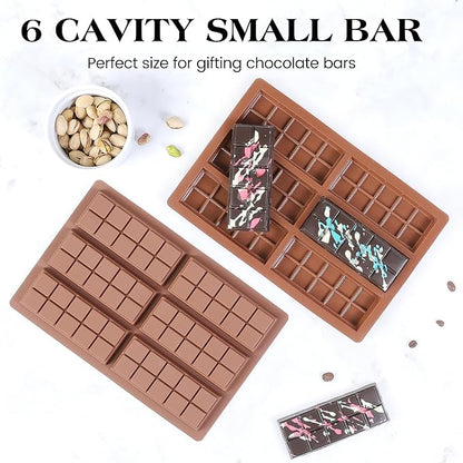 1 Pc Chocolate Bar Mold Deep Dubai Stuffed Silicone Molds for Filling Knafeh Pistachio Chocolate Bar and Wax Melts Rectangle Thick Candy Bar Molds Break Apart (10 Snap）