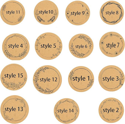 Custom Stickers Kraft Paper Labels Personalized Withe Text, Business Logo Customized Food Jars Labels Bakery Label Sticker Package Favor Canning Circle 100pcs (Style 14)