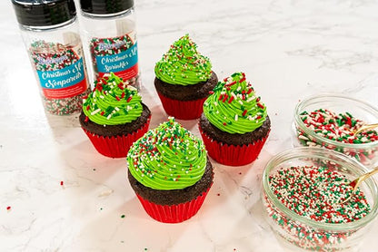 Bakerpan Christmas Jimmies Sprinkles - 6 Ounces Edible Sprinkles for Cake Decorating, Cupcakes, Ice Cream, Cake Decorations (Made in USA)