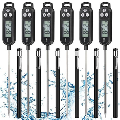 Meat Food Thermometer Food with Probe Water Liquid Instant Read Digital Thermometer Kitchen Cooking Supplies for Cooking BBQ Milk Yogurt (Black)