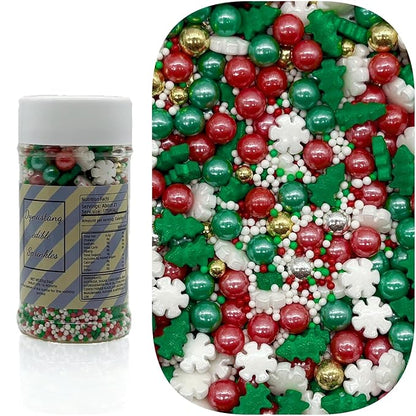 Dynastang Christmas Sprinkles Mixed Style Edible Cake Decorations Cupcake Toppers Cookie Perfect for Cakes, Cupcakes, Desserts Toppings 3OZ