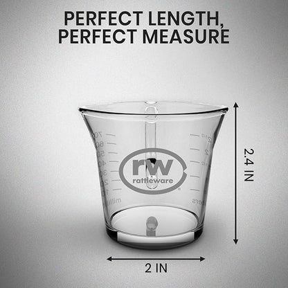 Rattleware 3 oz Espresso Shot Glass Pitcher – Double Spouted Genuine Barista Measuring Cup with Graduations in ml & oz – High-Volume, Commercial-Grade for Swift Espresso Pouring & Precision