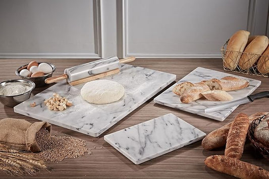 JEmarble Pastry Board 12x16 inch with Non-Slip Rubber Feets for Stability Perfect for Keep the Dough Cool and Chocolate Tempering(Premium Quality)