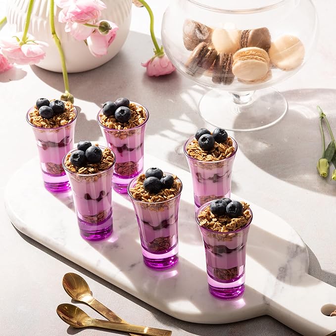 M&N HOME Purple Ombre Shot Glasses, 2 Oz Set of 6 Colored Shot Glasses, Whiskey Glasses, Tequila, Cocktail Glasses, Vodka Glasses, Spirits & Liquors (Gradient Purple)