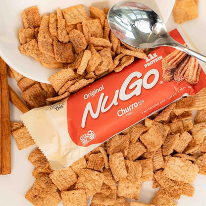 NuGo Protein Bar, Churro, 11g Protein, Gluten Free, 15 Count