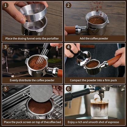 51mm Espresso Tamper Set, 5-IN-1 Espresso Accessories Kit with Coffee Tamper, WDT Tool, Dosing Funnel, Non-slip Mat and Cleaning Brush