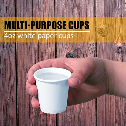 Smygoods White Disposable Paper Coffee Cups with Lids (4 OZ, 25 Count) For Hot Beverages, Tea, Espresso, Cocoa - To Go Drink Containers, Café & Office