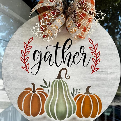 Fall Stencils for Painting on Wood Pumpkin Stencil Fall Leaves Maple Half Round Hello Fall Stencils for Door Mats Porch Hanger Decor