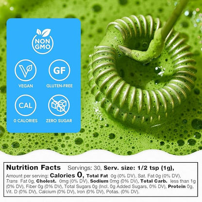 MATCHABAR Matcha Powder Tin (30g) - Ceremonial Grade Authentic Japanese Matcha Green Tea Powder - Matcha Green Tea Harvested in Japan - Matcha Tea Latte - Zero Sugar, Vegan & 0 Calories