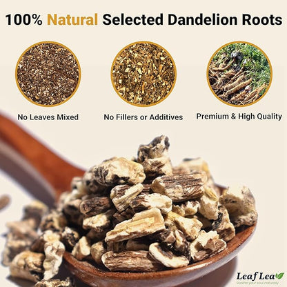 LeafLea 40 Dandelion Root Tea Bags, Dandelion Tea Supports Wellness and a Balanced Lifestyle, 100% Natural & Pure Dandelion Root, Vegan, No Sugar, Caffeine-Free