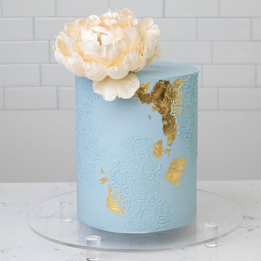 Cake Baking Stencil - Seamless Delicate Pattern for Decorating Tall Double Barrel Cake to Use with Buttercream, Royal Icing, Ganache, Paint, Airbrush (FLAIRE)