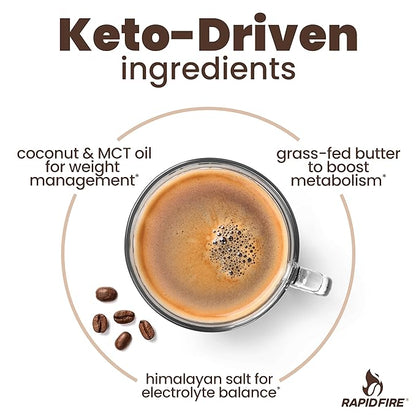Rapid Fire Keto Creamer, Coffee Creamer with Grass Fed Butter, MCT Oil, Himalayan Pink Salt, Delicious Original Flavor, Energy Support, 2 Pack, 40 Servings