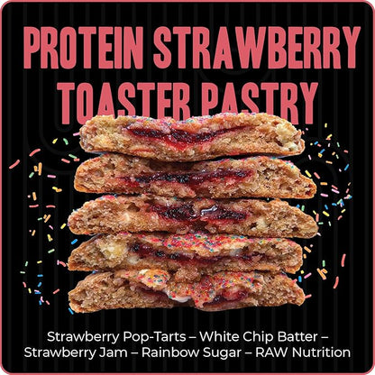 My Cookie Dealer Protein Cookies, Strawberry Toaster Pastry (4oz, Pack of 3) - 18g Protein per Cookie - Individually Wrapped Workout Snacks for On-The-Go Travel