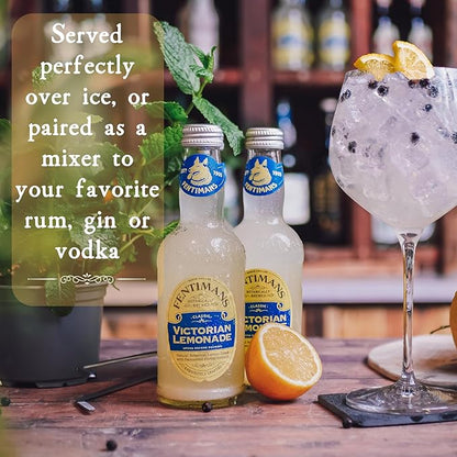Fentimans Sparkling Victorian Lemonade - Lemon Sparkling Water, Great Over Ice or as Mixer, All Natural Ingredients, Craft Soda, Botanically Brewed - 9.3 Fl Oz (Pack of 12)