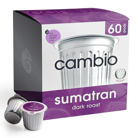 Cambio Roasters Sumatran Keurig Organic Coffee K Cups, Only Aluminum Keurig Coffee Pods with Organic Beans, More Flavor & Longer Lasting Freshness, Sumatran Light Roast K Cups, 60 count