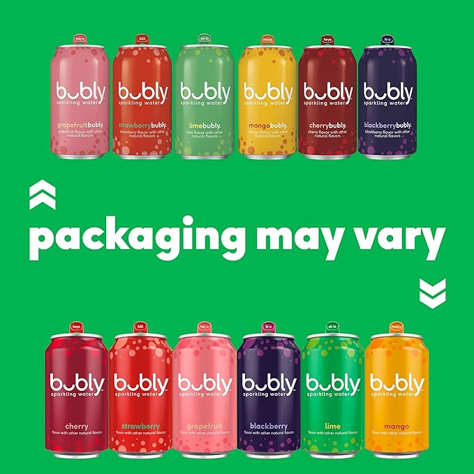 Bubly Sparkling Water, Raspberry, Zero Sugar & Zero Calories, Seltzer Water, 12 Fl Oz Cans (Pack of 8)
