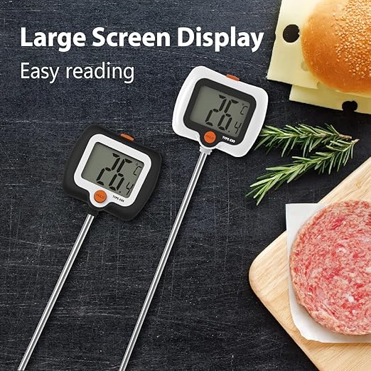 10 Inch Long Digital Candy Thermoometer with Pot Clip,Deep Fry Thermometer,Rotating Display, Best Instant Read Food Meat Thermometer for Candy Making or Deep Frying