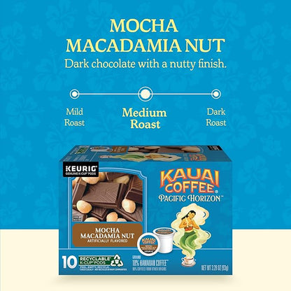 Kauai Coffee Mocha Macadamia Nut Flavor - Compatible with K-Cup Brewers, 10 CT (Pack of 6)