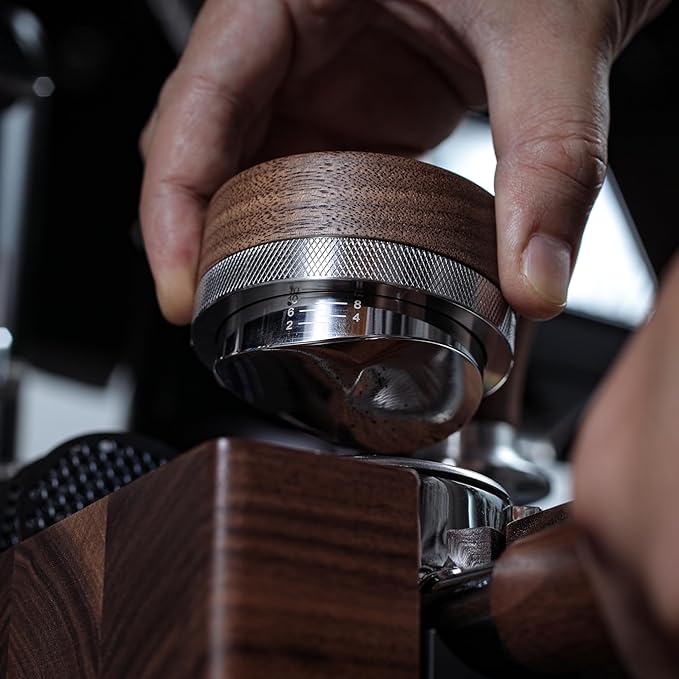 58mm Tamper Kit for E61 Group Head 6pcs Walnut Auto Tamper, Bottomless Portafilter 58mm, Magnetic Espresso Funnel, Distribution Tool, and WDT Needle Distributor