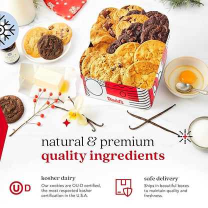 David’s Cookies Happy Holidays Assorted Cookies Gift Tin – 1lb Soft and Gourmet Christmas Cookies Tin – Freshly Baked Holiday Cookies Gift Basket - All Natural and Handmade Christmas Cookies