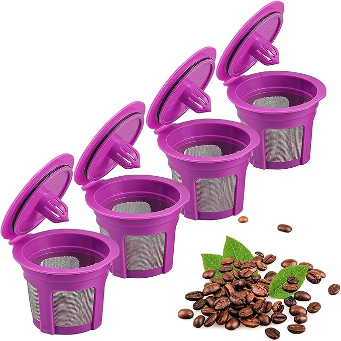 4 Pack K Cups Coffee Filters Compatible with Keurig Brewers 1.0 and 2.0Coffee Makers - Universal Kcup Filters Fit Refillable Kcup Coffee Pods