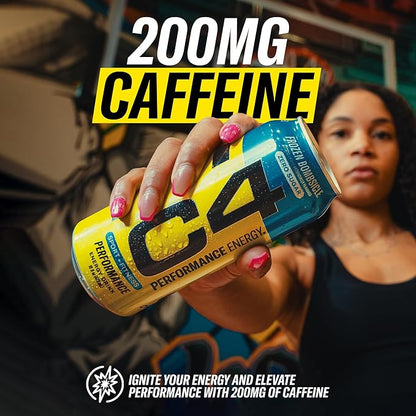 Cellucor C4 Energy Carbonated Zero Sugar Energy Drink, Pre Workout Drink + Beta Alanine, Sour Gummy Splash, 16 Fl Oz (Pack of 24)