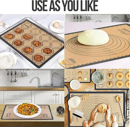 Generic Silicone Baking Mat Set of 6 - Non-Stick, Reusable, Heat Resistant, Gray Color - Perfect for Baking, Cooking, Rolling Dough, and Pastry - Easy to Clean, Durable Kitchen Mats, Multi Sizes