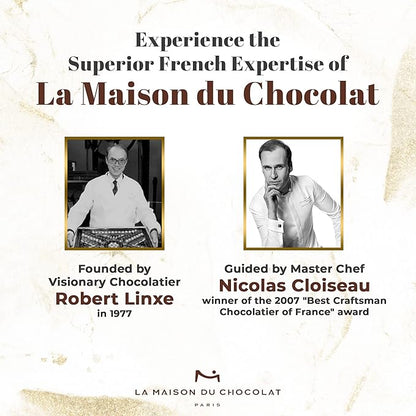 La Maison Du Chocolat Premium Macaron Gift Box - 24pcs Gourmet French Dark Chocolate Filling with Shells in Assorted Flavors